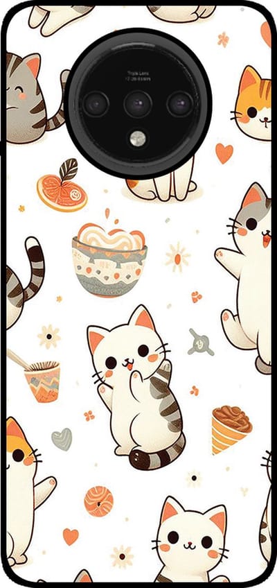 Smartphonica Telefoonhoesje Geschikt voor OnePlus 7T met katten opdruk - TPU backcover case cat design geschikt voor OnePlus 7T