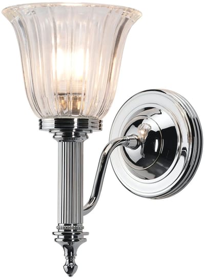 Licht-Erlebnisse - Caryl - Wandlamp - IP44 - 3000K - 320lm - G9 - van - echt messing glas - in - Gepolijst chroom helder/transparant - Wandlamp Badkamer