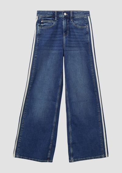s.Oliver - female - Jeans / Normale pasvorm / Halfhoog / Wijde pijpen / Contrasterende strepen