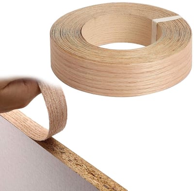 Dailygoods- Eikenrand Massief Fineer - Opstrijkrand - Randbescherming - 22 mm x 8 m - Houtkleur - Hoogwaardig Eikenmateriaal - Randband