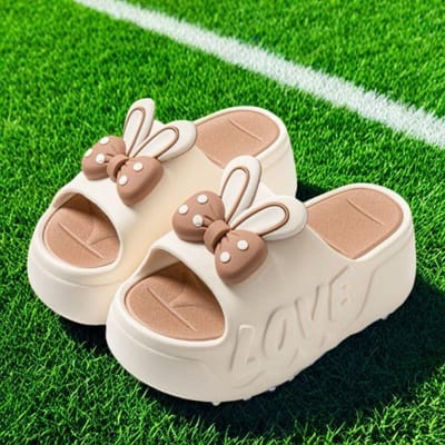Wit Roze Strik Slippers Vrouw Hoog Platform EVA Slides Designer Sandalen Strand Klompen Vrouwen Verhogende Schoenen 38-39 white