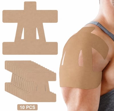 BOTC Kinesiologie Tape schouders - Schouder Kinesiologietape - 10 Stuks - Voorgeknipte Schoudertape voor Sport en Dagelijks Gebruik - Waterdicht, Ademend - Elastische Schouderondersteuning - Huidskleur