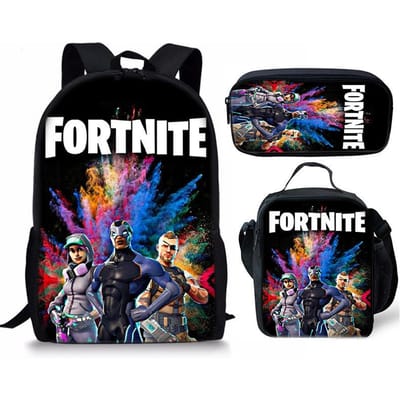 3 stuks Fortnite Activiteitenrugzak Anime Cartoon Schooltas Grote Capaciteit Student Schooltassen Etui Schattig En Charmant Lunchtas Verjaardagscadeau 3pcs