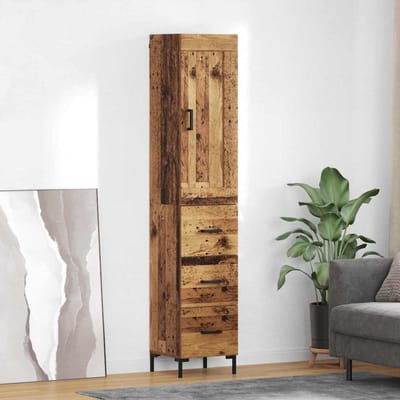 vidaXL - Highboard - Oud - Hout - 34,5 - x - 34 - x - 180 - cm - Bewerkt - hout