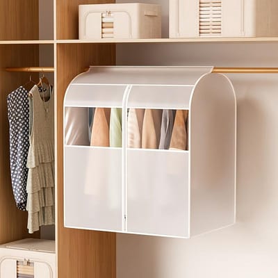 1 st Wasbare Transparante Kledingzak Stofdichte Hangende Kledinghoes met Magische Tape Sluiting, Polyester Opbergorganisator voor Thuisgebruik 90*80*60cm gray