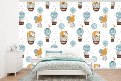 Behang - Fotobehang Jongens - Patronen - Luchtballon - Kinderen - Breedte 345 cm x hoogte 220 cm