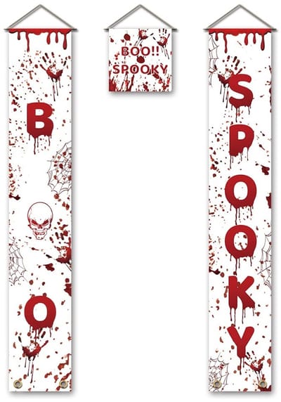 Allecto - Halloween-banner - Spooky decoratie - Set van 3 stuks - 180 x 30 cm - Welkom couplet bordje - Perfect voor Halloween feest - Hangende dec...