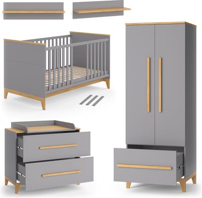 Vitalispa Malia Kinderkamer set – Set van 4 Grijs/eiken