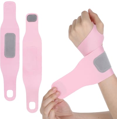 Dailygoods- Polsbandages 2 stuks - Verstelbare Polssteun - Ademend Elastaan - Pijnverlichting - Sport/Fitness - Roze Kleur - 35 x 7 cm