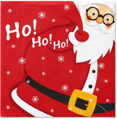 Duni Kerst thema servetten - 80x - kerstman - Ho Ho Ho - 33 x 33 cm - 3 laags - kerstservetten