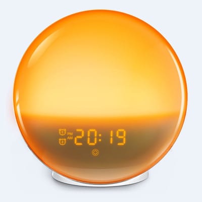 Zonsopgang wekker-Weklicht met dag/nacht simulatie-Twee alarmen-Sluimerfunctie-FM radio-7 natuurgeluiden-11 sfeerlichtkleuren-Nachtlamp voor naast het bed