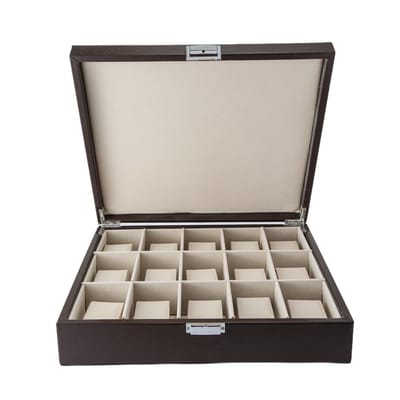 Emilie collection - horlogedoos - bruin - luxe opbergdoos voor 15 horloges - maat large
