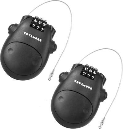 TRVLMORE - Snowboard Slot - Skislot - 2 Stuks - Flexibele Kabel - Kabelslot - Cijferslot - Hangslot - Staal - Zwart