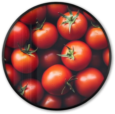 Poster in lijst Rond - Fotolijst 60x60 cm - Posters - Groente - Rood - Tomaten - Ronde posterlijst zwart - Decoratie - Wanddecoratie woonkamer - Muurdecoratie slaapkamer