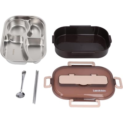 Roestvrijstalen Lunchbox Kantoorwerker Student Kind Apart Geïsoleerde Lunchbox Zwarte Kaart Vier L(for 6.5-9kg) black