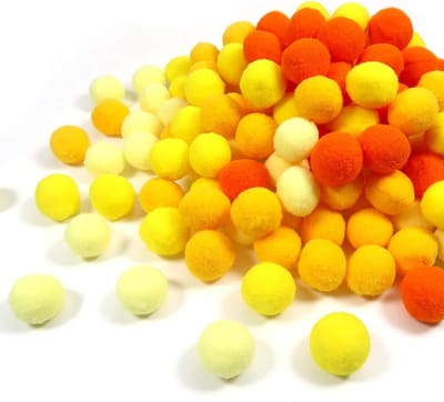 200 Stuks Kleine Pompoms 20mm Geel - Elastische Fluffy Pompoms voor DIY Knutselprojecten en Decoraties