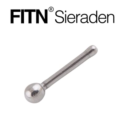 FITN-TNB-Titanium Neus Piercing-Zilver Kleurige-0.8*8*2mm-Barbell Staafje Neusbot Piercing met Balletjes