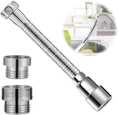 Allecto Plus - Kraanverlenging Kraankop Verlenging Spuitkop Keukenkraan met 2 Stuks Kraanadapter Metalen Kraanadapter voor Keuken Badkamer Bar en Toilet