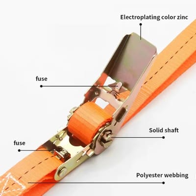 Kronwald spanband met ratel - 6m - oranje spanband - polyester spanband - sjorband met ratel