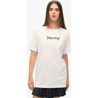 Superdry Oversized Retro Rock T-shirt met Print Wit Grootte: Xxl