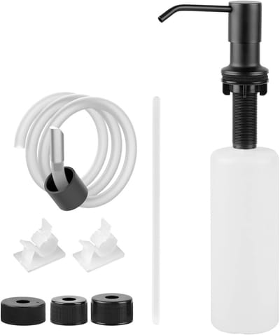 Keukenafwasmiddel Dispenser met 1m Siliconen Slang, 500ml Fles en Universele Doppen voor Keuken en Badkamer