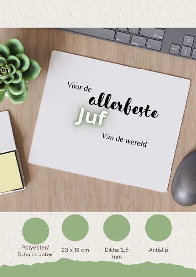 Akyol - voor de allerbeste juf van de wereld Muismat - Juf - de beste juf - juf - verjaardagscadeau - verjaardag - cadeau - afscheidscadeau - geschenk - leuke cadeau - kado - gift - juffendag - 23 bij 19 cm