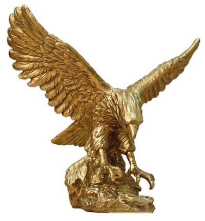Adelaar sculptuur - Decoratief beeld - Woonkamer decoratie - Gouden coating - 18x12x17 cm - Goudkleurig