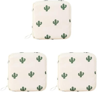 Maandverband Opbergtas - Periode Pouch - Hygiënisch Opbergen - Trilateraal Openingsontwerp - 12x12x4 cm - Cartoonprints
