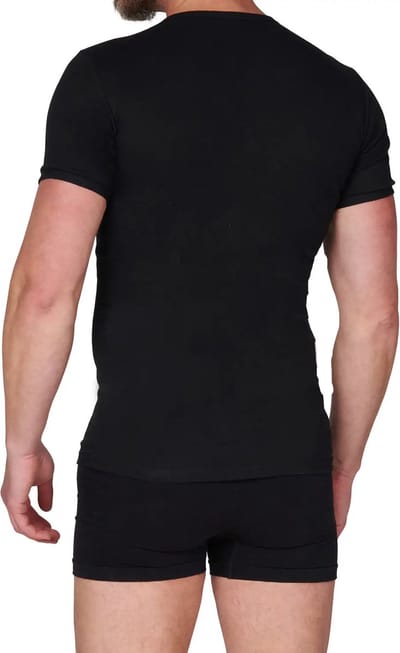 Heren ondershirt V-hals - Korte mouw M3000 - 100% katoen slim fit T-shirt - Ronde hals - Zwart / 3XL