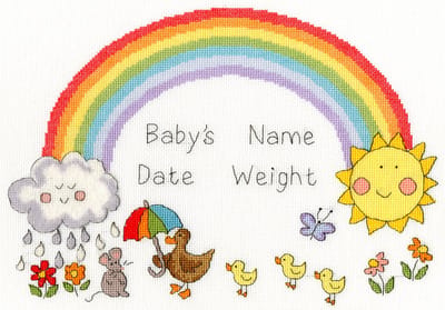 Borduurpakket Rainbow Baby geboortetegel - Bothy Threads