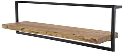 Luxe Zwevend Wandplank Hout - Muurplankje Zwevend (100 cm) - Wandplank Kinderkamer - Houten Wandplank Industrieel met Metaal - Zwevende Wandplank/ Boekenplank - Nachtkastje - Wandplanken Bruin - Muur Plank