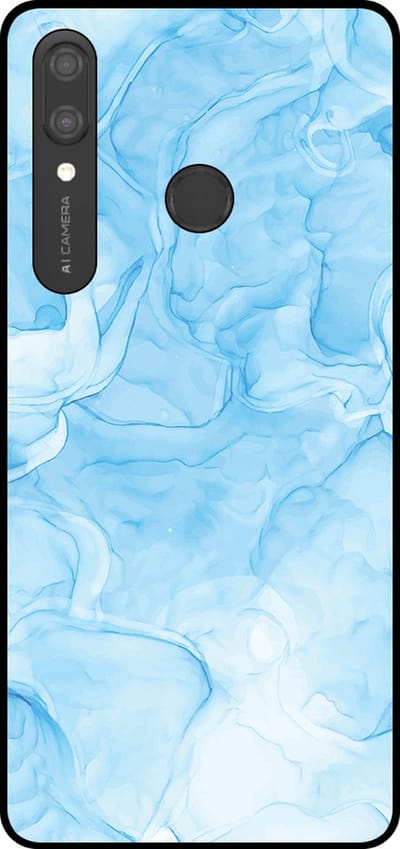 Smartphonica Telefoonhoesje Geschikt voor Huawei P Smart (2019) met marmer opdruk - TPU backcover case marble design - Lichtblauw geschikt voor Huawei P Smart (2019)