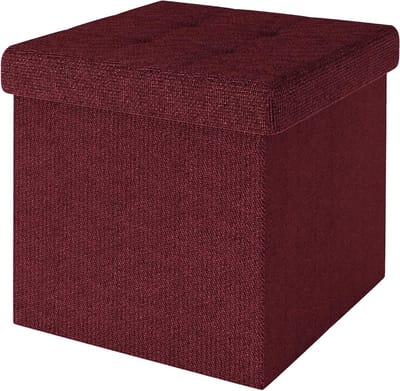 Opvouwbare Poef - Zitkubus Opbergdoos - Extra Zitplaats Creëren - Met Stofhoes - 38x38x38 cm - Kersen Rood