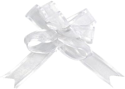 SANTEX - 5 mini organza strikjes wit 16 mm voor elegante bruiloft