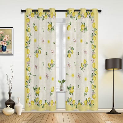 Aquarel Citroen Fruit Wit Geel Gordijnen voor Slaapkamer Woonkamer Drapes Keuken Kinderkamer Raamgordijn Moderne Huisdecoratie 135W x 92H(cm) x1