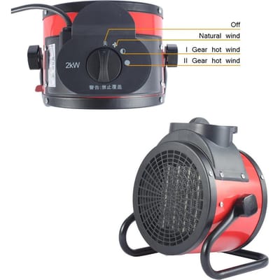 Chauffage électrique portatif industriel soufflant vent naturel/chaud poêle de chauffage en céramique réglable radiateur thermique réchauffeur d'air d'hiver black