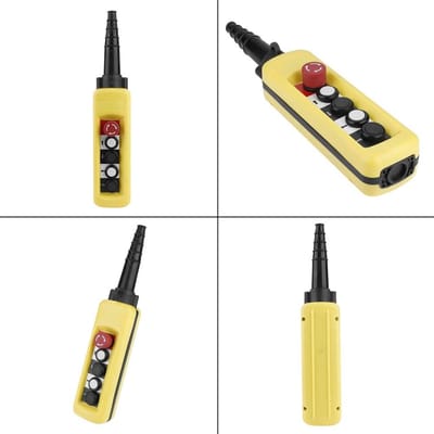 Kraan Bedieningsstation - Hefoperator Schakelaar - Industriële Controle - Vierknoppen Bediening - 10x10x10 cm - Grijs