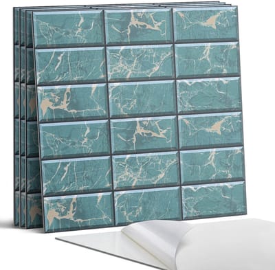 Coloray Wandpanelen Zelfklevend - Marmer tegelpatroon Zelfklevende Wandpanelen - 50 cm x 50 cm - Turkoois Wandpaneel PVC - 5 stuks - Texturen Wandpanelen Zelfklevend - Keuken Wandpanelen - Wandpanelen Badkamer