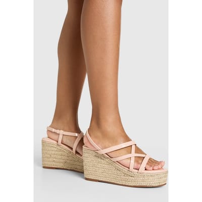 boohoo Dames Sandalen Met Bandjes En Open Teen Op Sleehak | Nude | Maat: 39