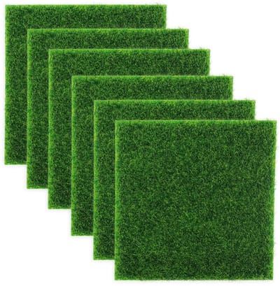 Dailygoods- Grasmat Levensecht - Miniatuur Kunstgrasmat - 6 Stuks - 15 x 15 cm - Tuin/Poppenhuisdecoratie - Duurzaam Materiaal - Kunstgras