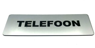 Deurbordje met tekst Telefoon incl. 3M-tape plakstrip - Namengigant Deur Tekstbordje - Deur - incl. 3M-tape plakstrip - Bordje - RVS Look - 150 mm x 50 mm x 1,6 mm - 5 jaar Garantie