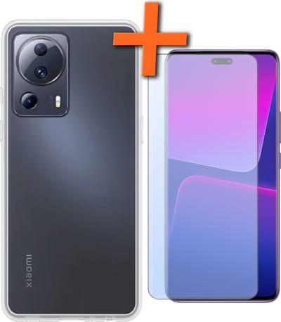 Hoes - Met Screenprotector - Geschikt voor Xiaomi 13 Lite - Sterk & Shockproof - Back Cover - Siliconen Case - Telefoon Hoes - Transparant