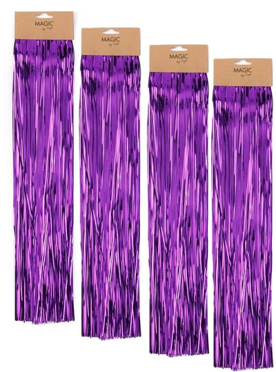 Inge christmas decor Engelenhaar - 4x - paars - 50 cm - lametta haar - folie - tinsel - kerstversiering - kerstboomversiering