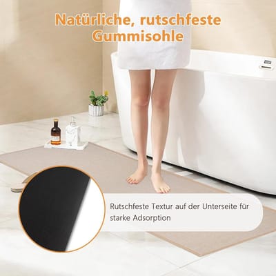 Famanu – Keukentapijt antislip wasbaar 43,5 x 180 cm keukenloper absorberend antislip keukenmat uitloop gemakkelijk te reinigen materiaal veilig voor natte ruimtes beige