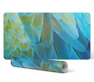 Designer laptop beschermmat met vogelverenprint (detailfoto) 90x45 cm