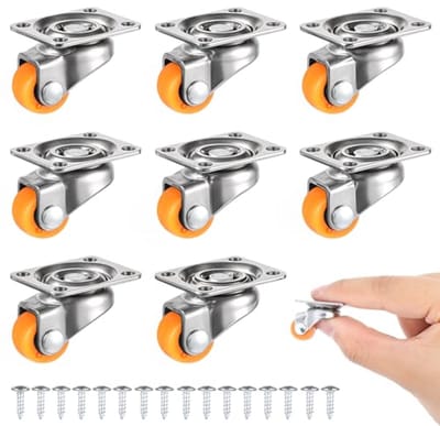 Kleine Meubelwielen Set van 8 - Zwenkwielen 360 Graden - Draaibaar en Rubberen Transportwielen voor Mini-Meubels