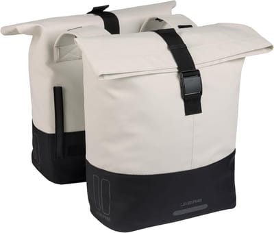 Dubbele Fietstas - Fietsbagage Tas - Boodschappen Vervoeren - Waterdicht Sluitingssysteem - 32 Liter - Wit Zwart