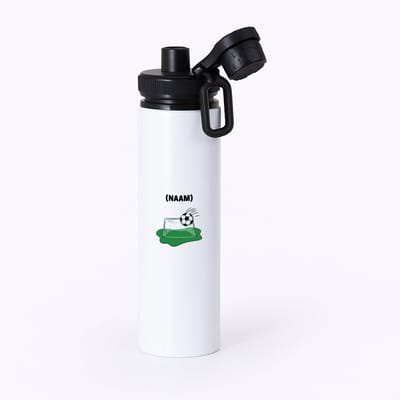 Hacebo® - Voetbal met eigen naam waterfles met draaidop zwart - Voetbal - Voetballer - Sport - water fles - 850ML