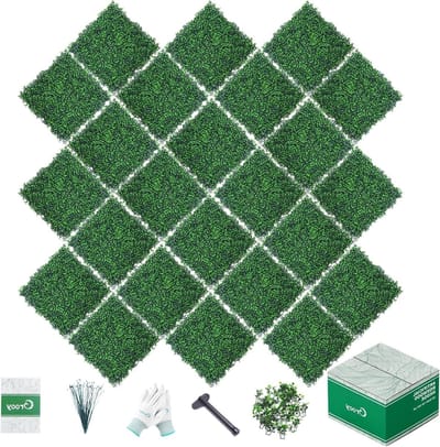 Boxwood Panels - Kunstgras Panelen - Privacy Creëren - UV-bestendig Materiaal - 25x25 cm - Groen