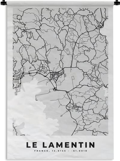 Wandkleed - Wanddoek - Plattegrond – Le Lamentin – Stadskaart – Kaart – Frankrijk - 120x180 cm - Wandtapijt